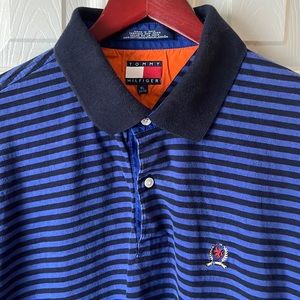 Vintage Tommy Hilfiger Polo - Blue Stripe - XL.